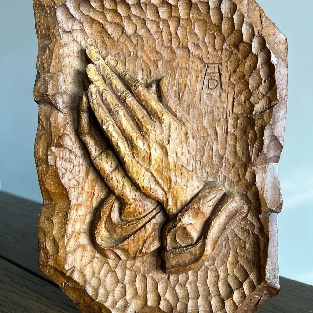 Vintage Albrecht Durer Praying Hands Metal Wood Wall Plaque Made In Germany